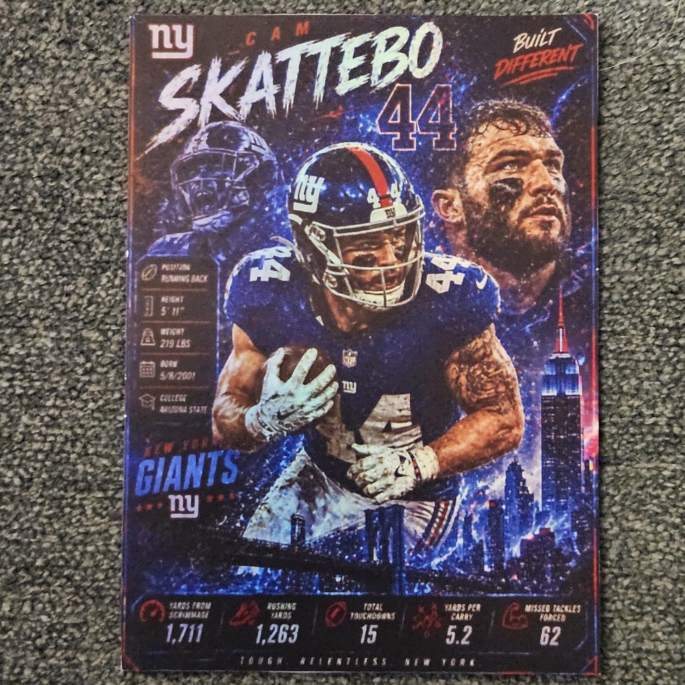 Cam‎ Skattebo CUSTOM Football Card New York Giants
